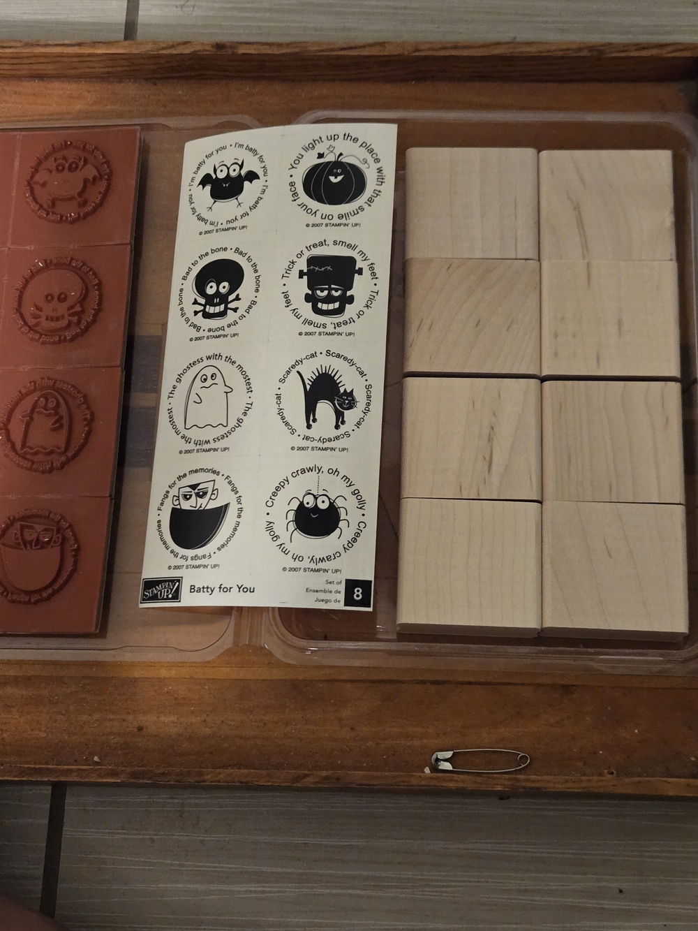 Stampin' Up! Batty for You Halloween Clear Rubber Stamps - Unmounted Wood Blocks